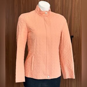 Talbots Quilted Jacket Zip Up Peach Lightweight Blazer Jacket Size 4